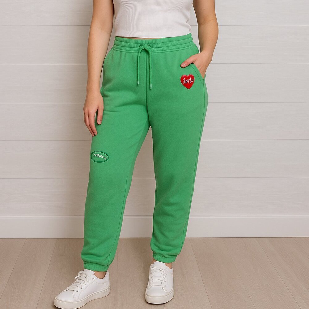 Aerie Women's Green High Waisted Ski Print Fleece Jogger Lounge Pants XS